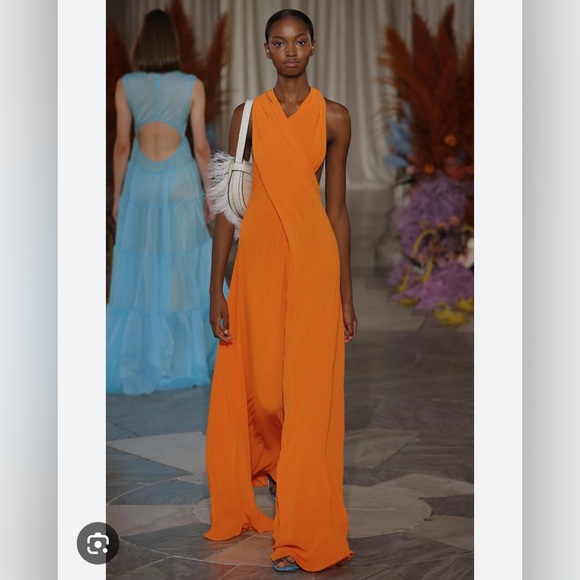 STAUD Pants - STAUD
Women's Orange Sycamore Wrap Gauze Wide-leg Jumpsuit size xs